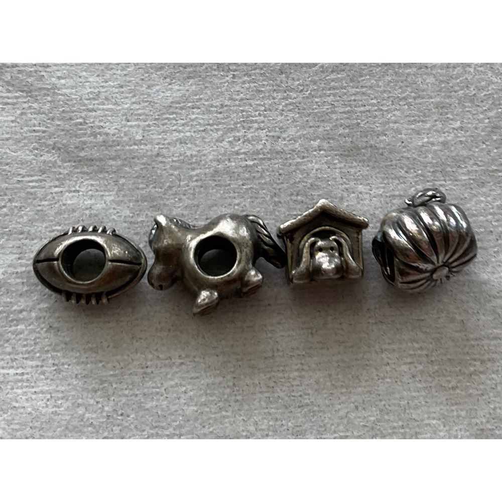Pandora ALE 925 Sterling Silver Lot Of 4 Charms Football Doghouse Cat